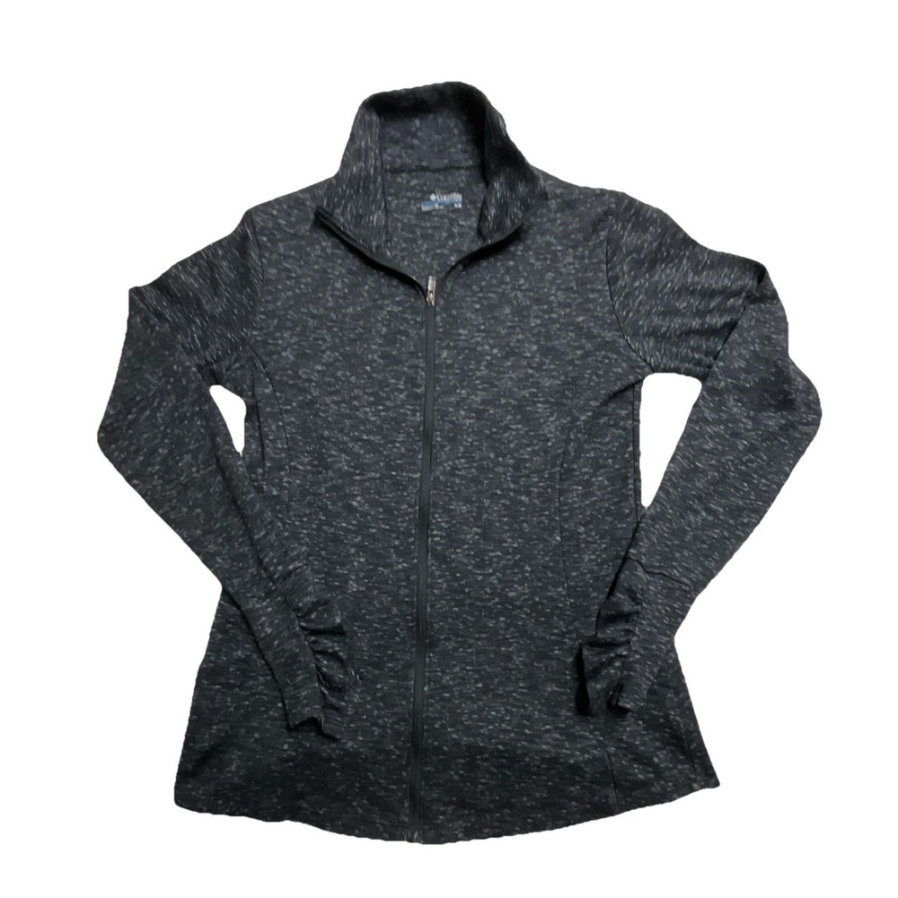 Columbia Women's Gray Flecked Full Zip Lightweight Jacket M Knit Pockets